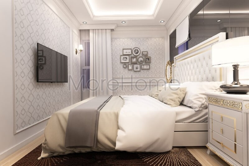 Thiết kế nội thất phòng ngủ chung cư độc đáo với phong cách tân cổ điển Nội thất chung cư tân cổ điển đẹp