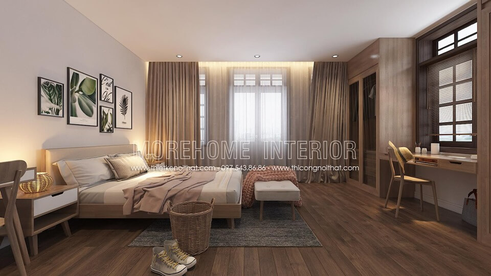 Thiết kế phòng ngủ hiện đại với nội thất gỗ đẹp sang trọng