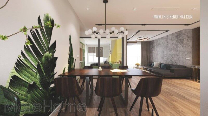 Tranh dán tường họa tiết thiên nhiên mang đến không gian ăn uống dễ chịu và ấn tượng