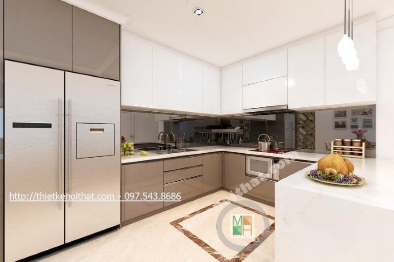 Trang trí nội thất phòng bếp sang trọng và tinh tế hơn với đá ốp bếp màu trắng