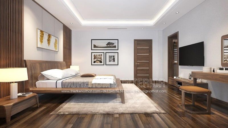 Thiết kế mẫu cửa gỗ óc chó phòng ngủ hiện đại đẹp tinh tế