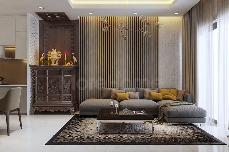 Mẫu tủ thờ đẹp cho chung cư hiện đại với kiểu dáng nhỏ gọn, sang trọng.
